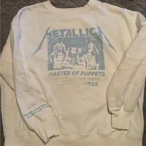 American Eagle Outfitters Metallica White distressed Graphic Crewneck Sweater